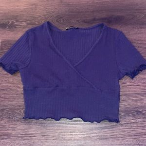 Navy SHEIN Cross Over Crop Top